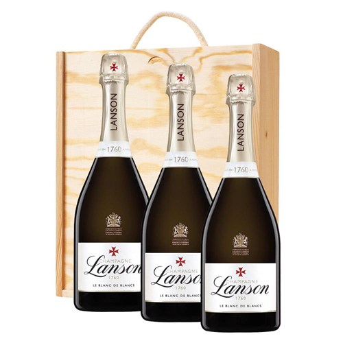 Lanson Le Blanc de Blancs Champagne 75cl Treble Pine Wooden Gift Boxed (3 x 75cl)